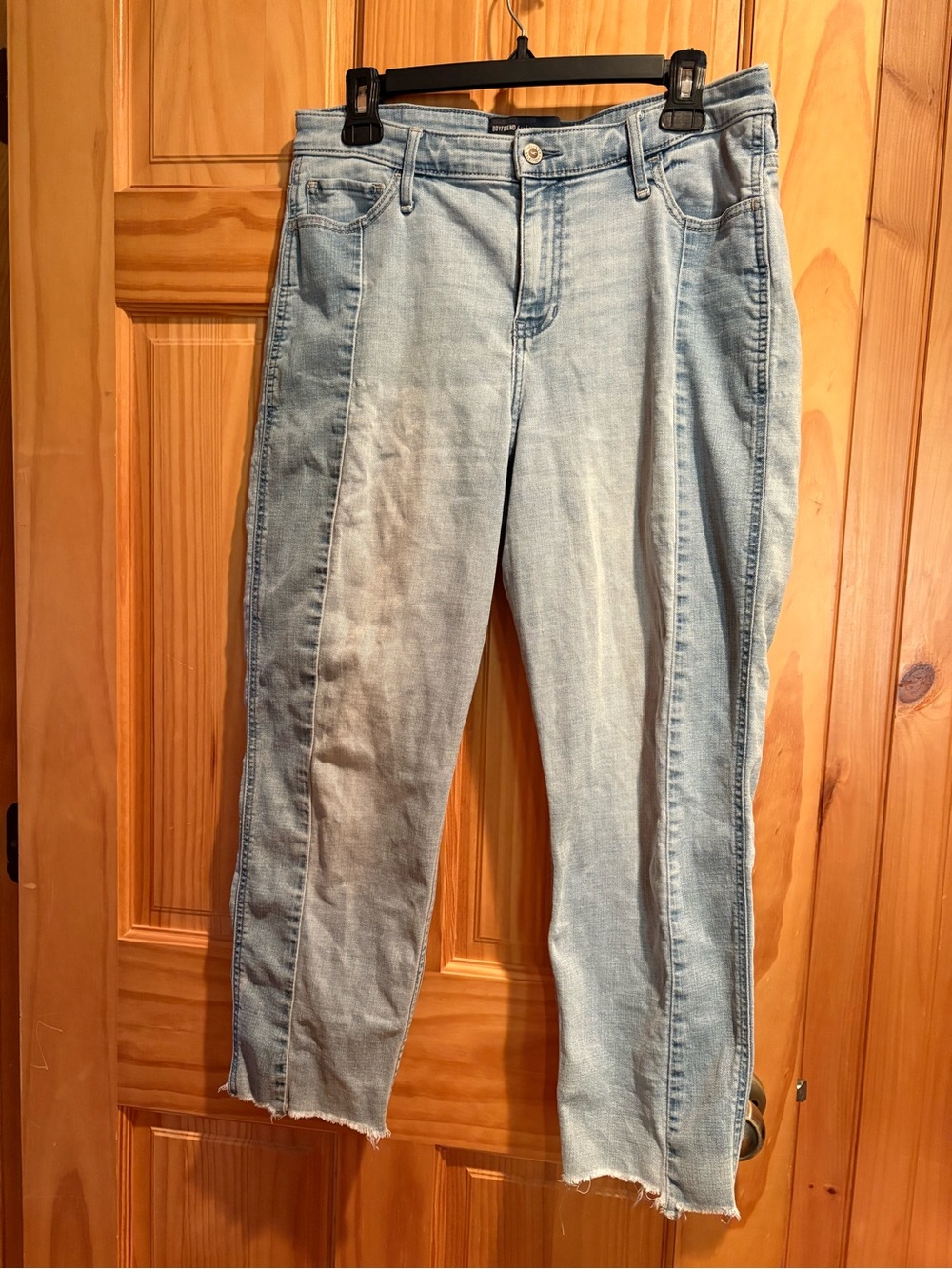 Hollister Collection Boyfriend High Rise Two-Tone Raw Hem Jeans size 13